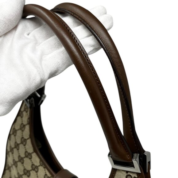 GUCCI Vintage GG Monogram Jackie Shoulder Bag Brown Beige Silver Canvas [105286] - Picture 5 of 11